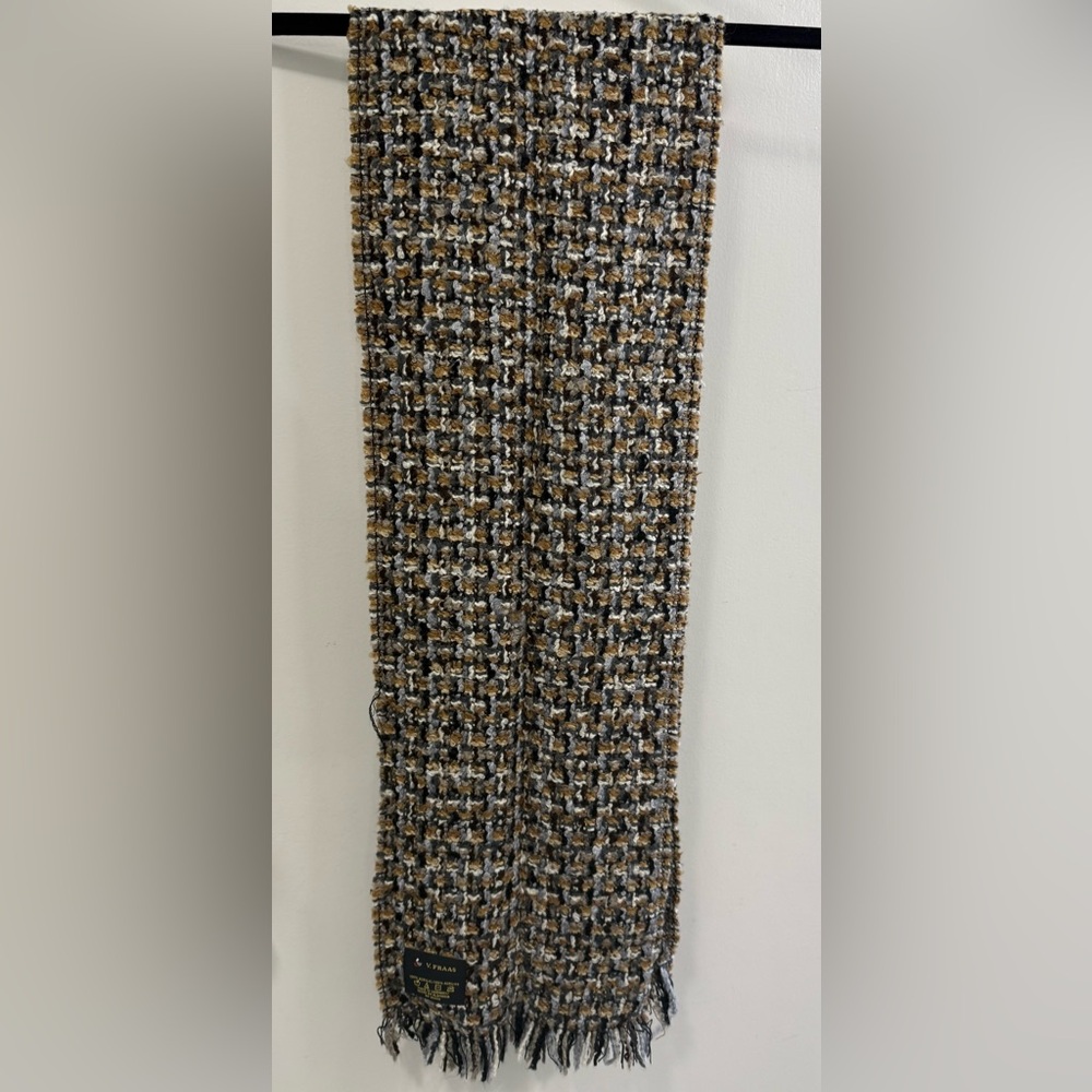 3-Piece Cozy Scarf Bundle – V. Fraas Tweed, Plaid & Mustard Fringe - Picture 3 of 6